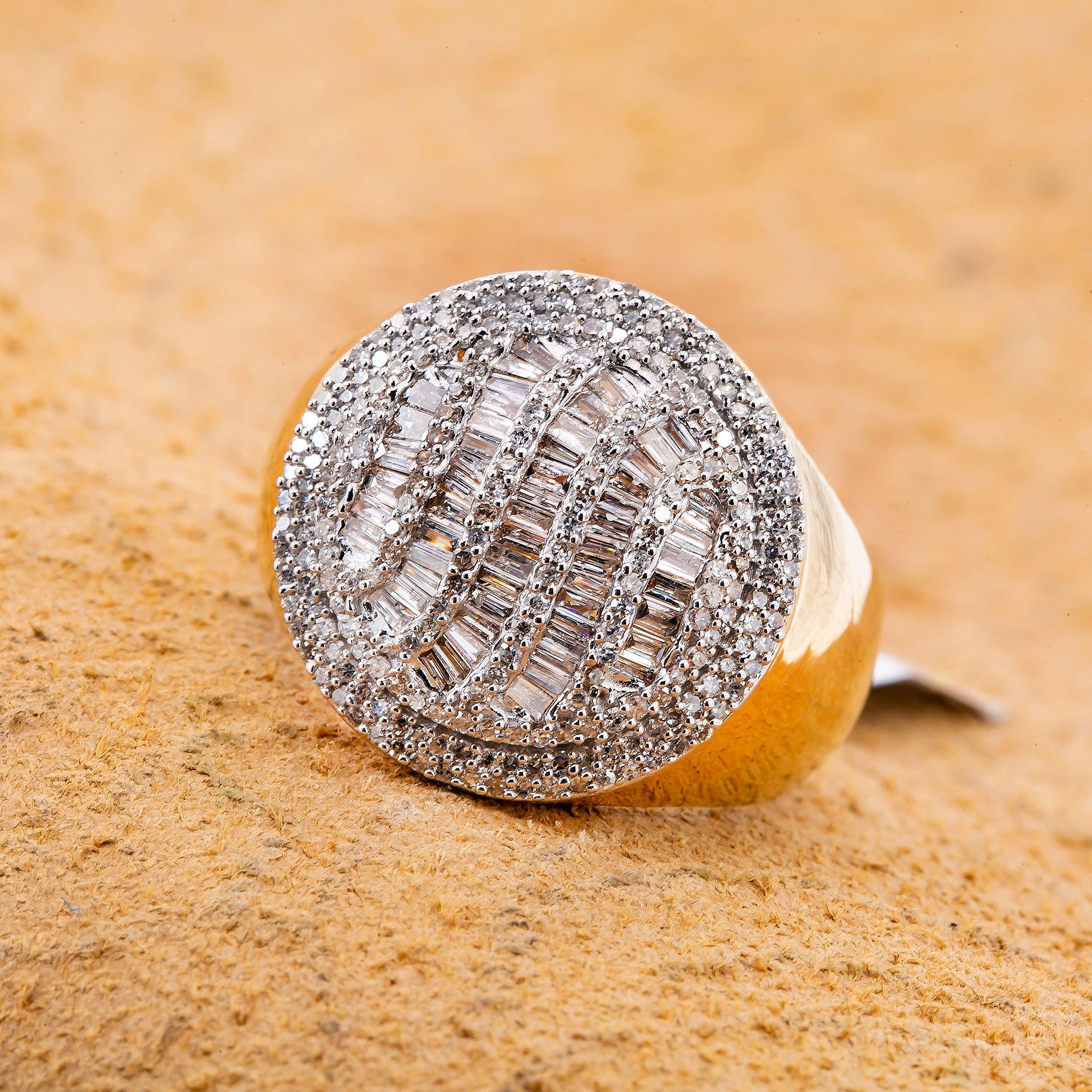 14K YELLOW GOLD MEN'S RING WITH 1.10 CT DIAMONDS