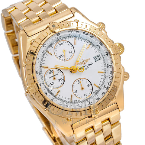 Breitling Chronomat K13048 40MM White Dial With Yellow Gold Bracelet