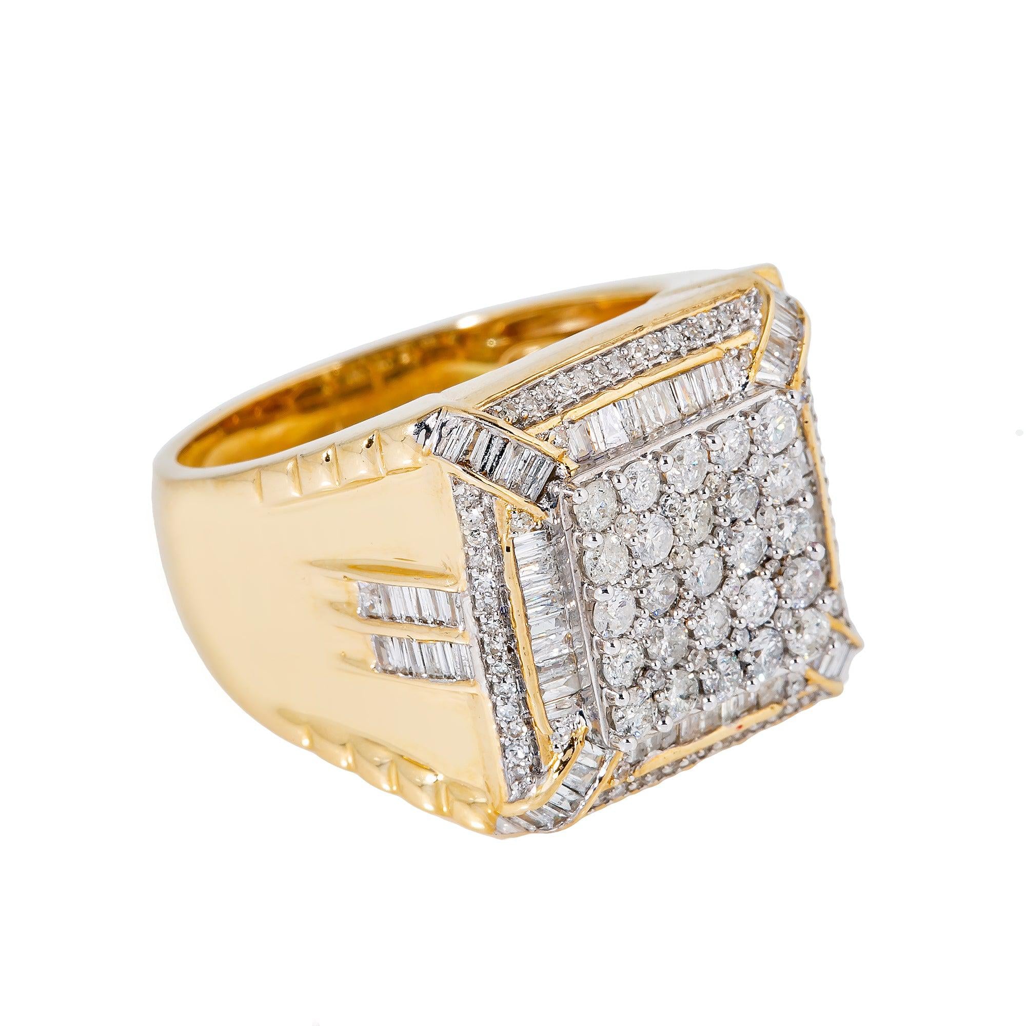 14K YELLOW GOLD MEN'S RING WITH 1.67 CT DIAMONDS