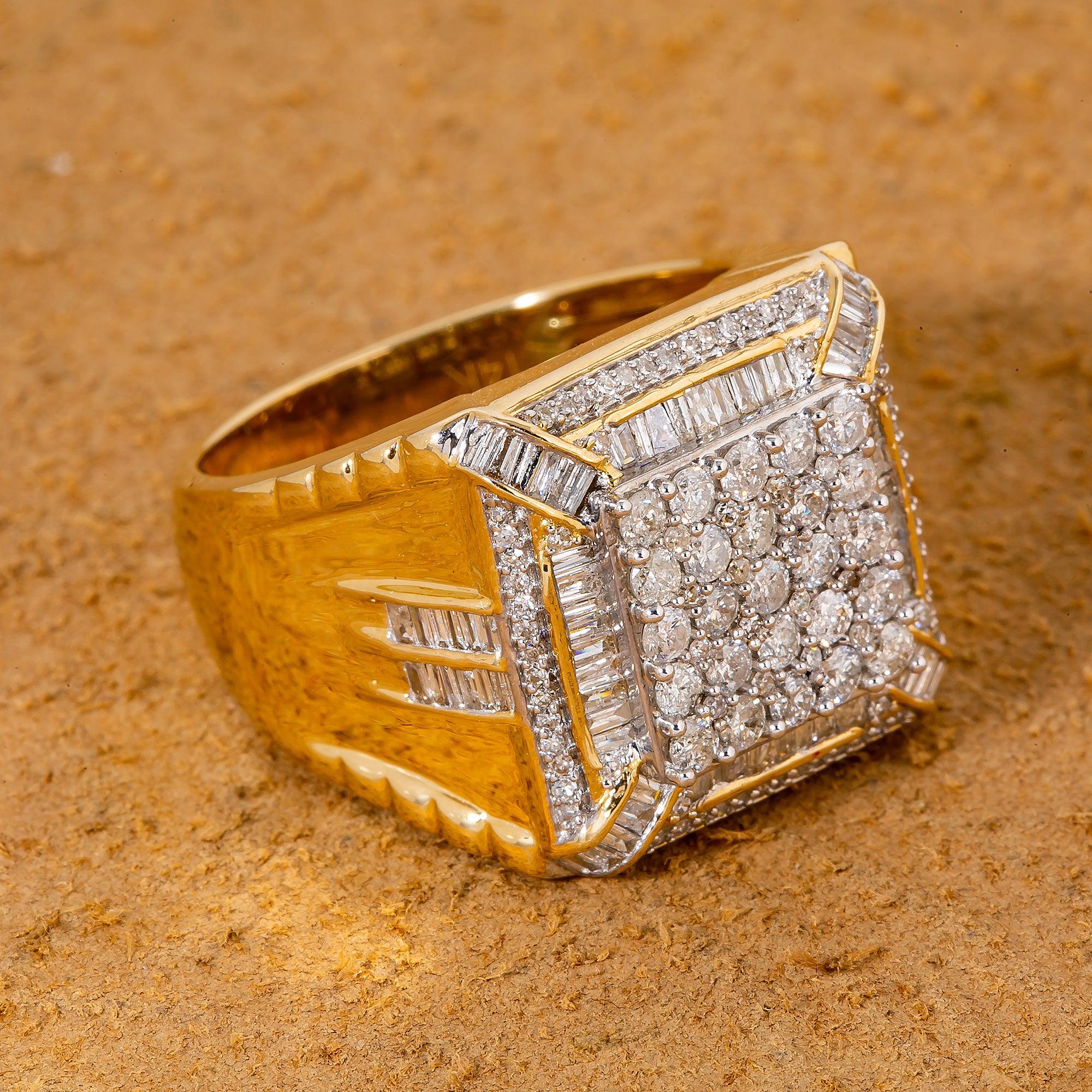 14K YELLOW GOLD MEN'S RING WITH 1.67 CT DIAMONDS