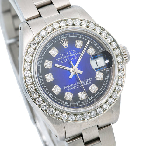 Rolex Lady-Datejust 6917 26MM Blue Diamond Dial With Stainless Steel Bracelet