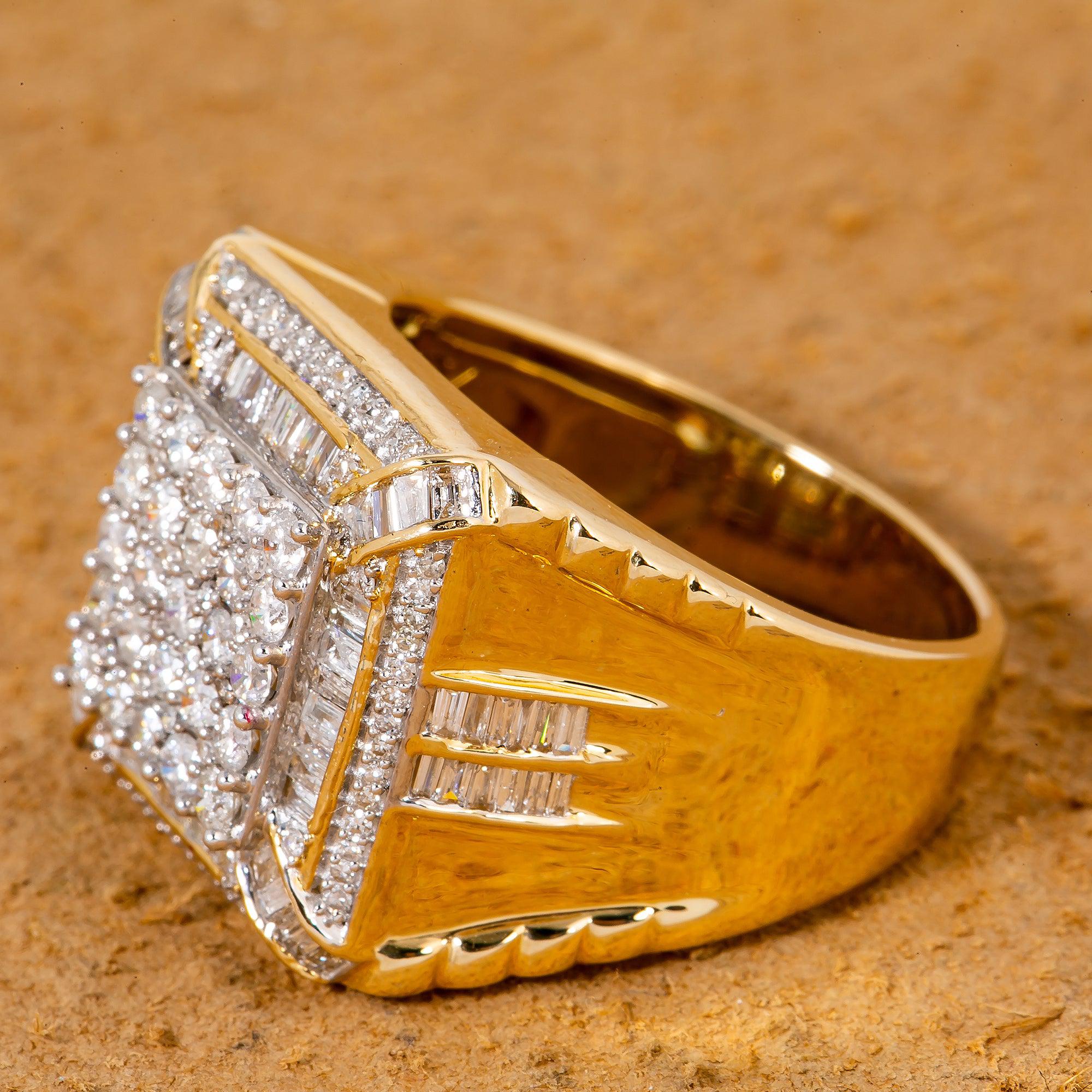 14K YELLOW GOLD MEN'S RING WITH 1.67 CT DIAMONDS