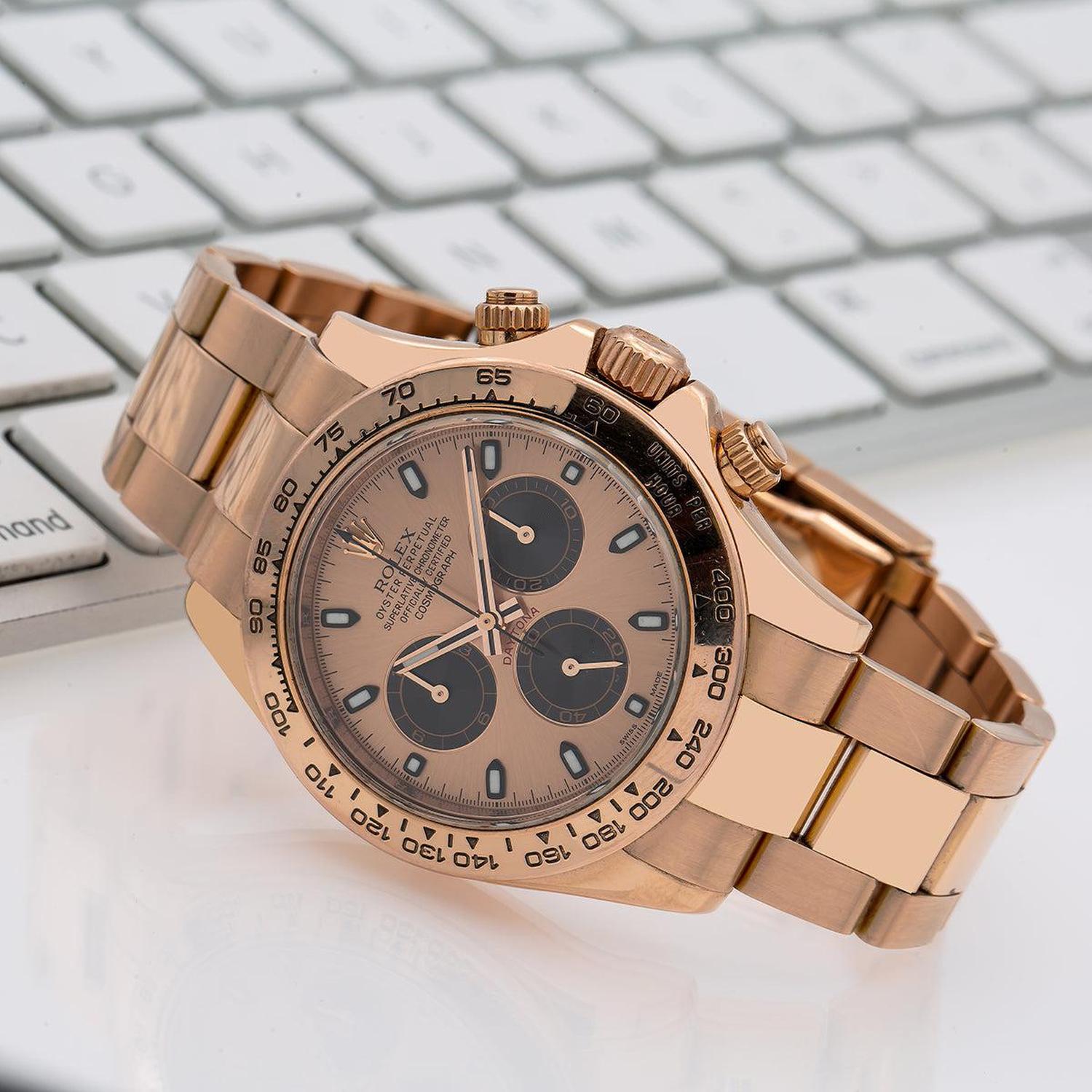 Rolex Cosmograph Daytona 40MM 116505 Champagne Dial Tachymeter Bezel 18K Rose Gold Oyster Bracelet