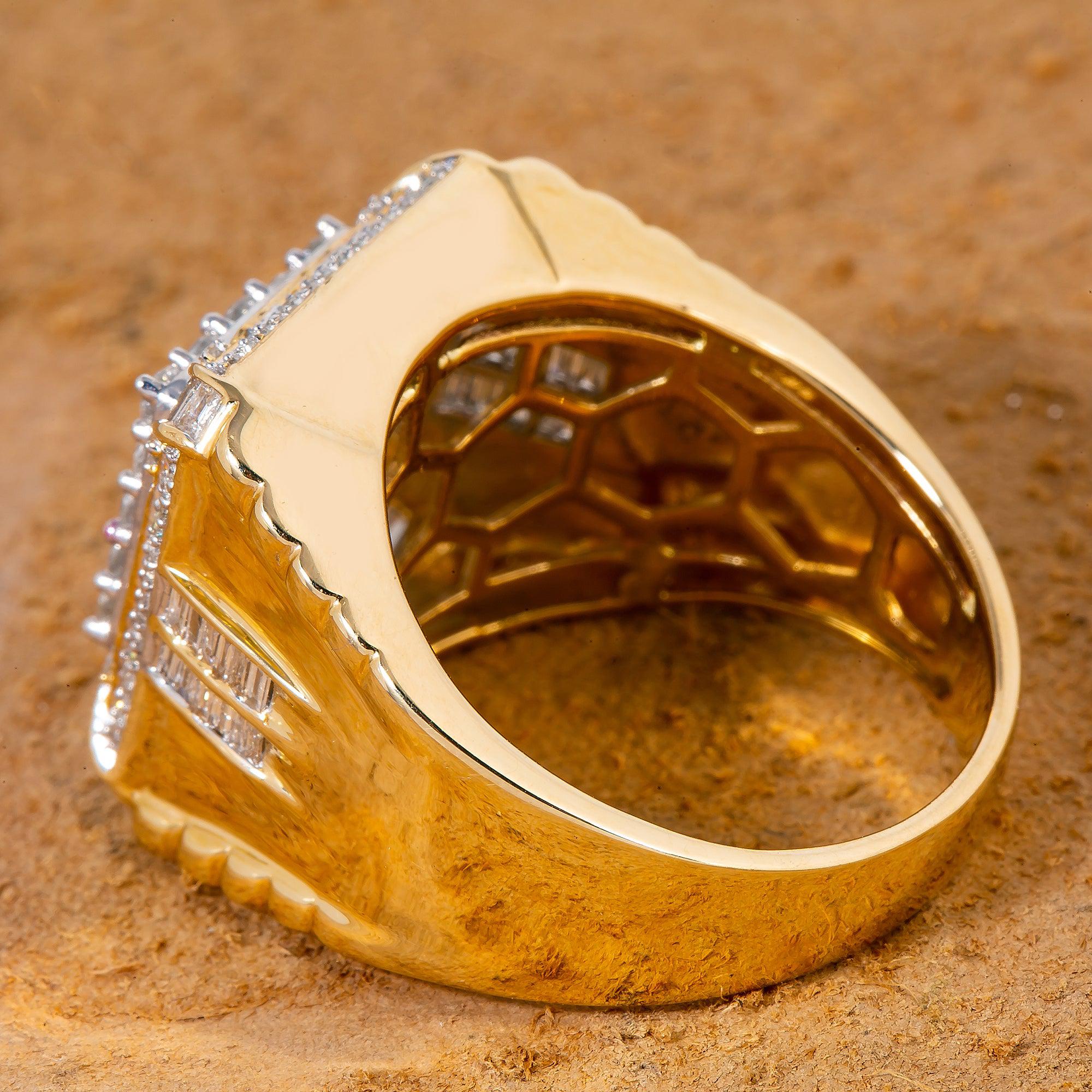 14K YELLOW GOLD MEN'S RING WITH 1.67 CT DIAMONDS