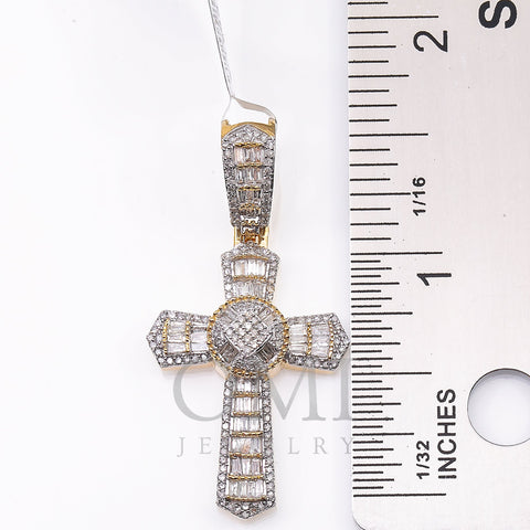 Unisex 14K Yellow Gold Cross Pendant with 0.98 CT Diamonds