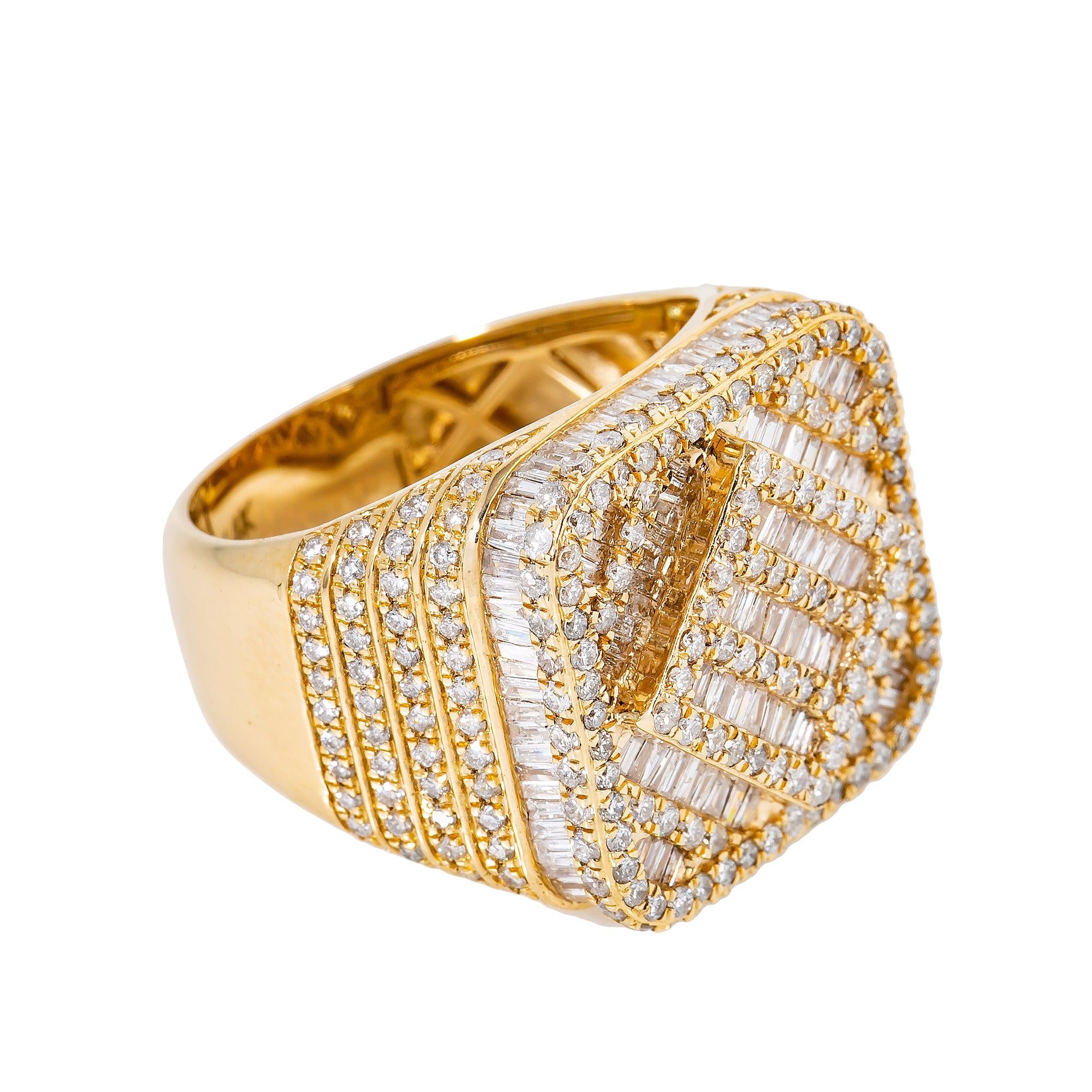14K YELLOW GOLD MEN'S RING WITH 3.24 CT DIAMONDS