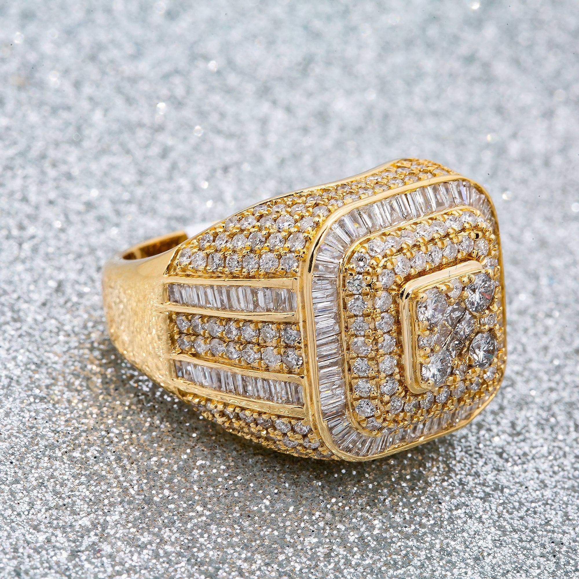 14K YELLOW GOLD MEN'S RING WITH 3.55 CT DIAMONDS