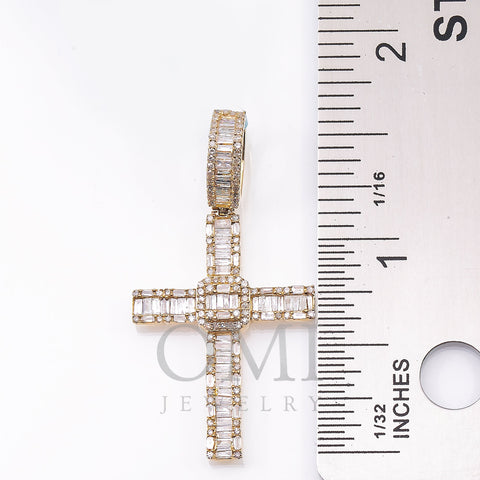 Unisex 14K Yellow Gold Cross Pendant with 0.91 CT Diamonds
