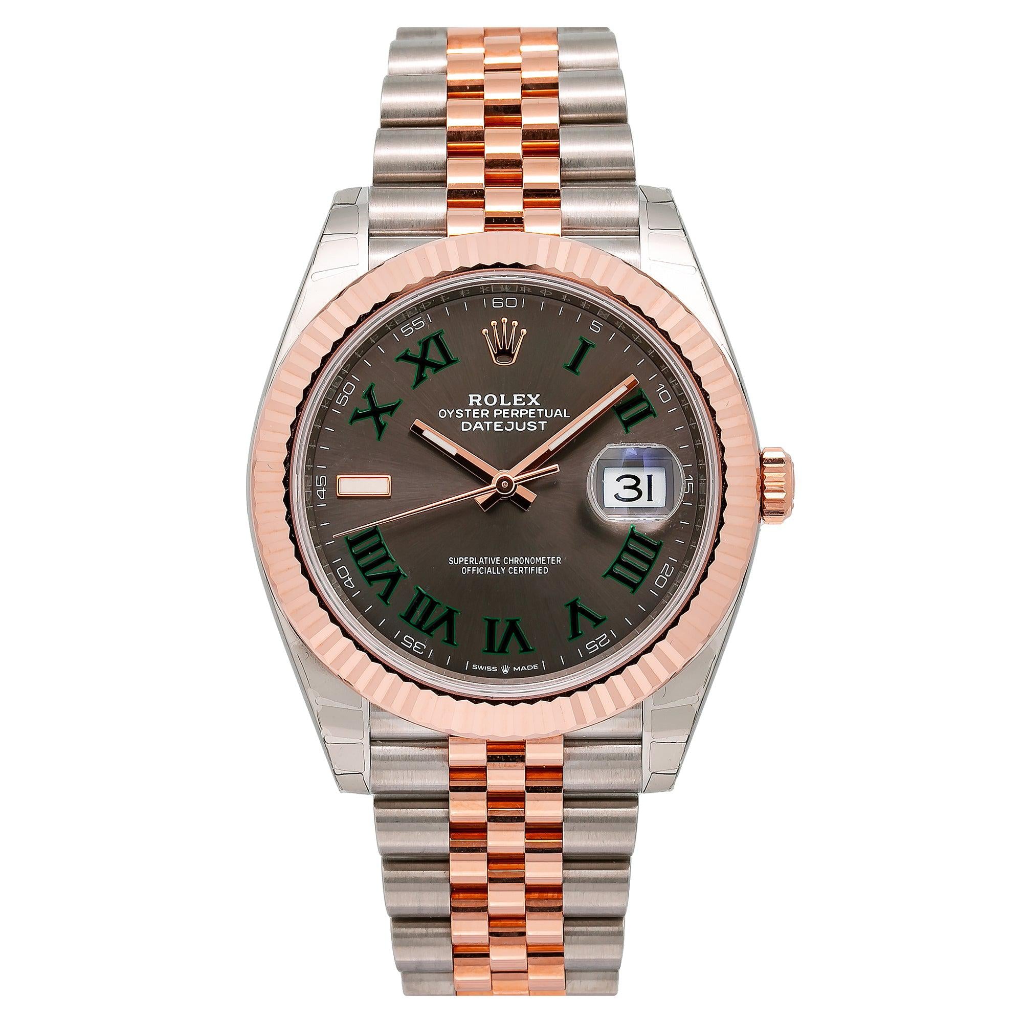 Rolex Datejust 41MM 126331 Gray Roman Dial Fluted Bezel Two Tone