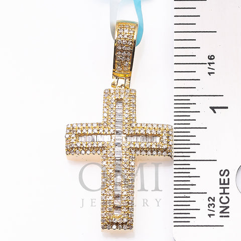 Unisex 14K Yellow Gold Cross Pendant with 0.82 CT Diamonds