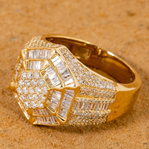 14K YELLOW GOLD MEN'S RING WITH 1.87 CT DIAMONDS