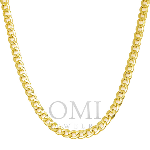 10k Yellow Gold 5mm Hollow Cuban Link Chain Available In Sizes 18