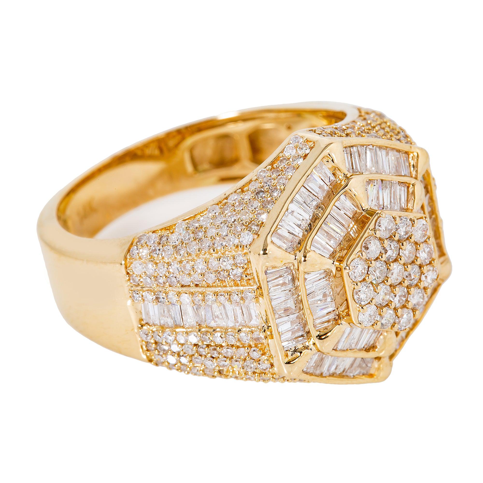 14K YELLOW GOLD MEN'S RING WITH 1.87 CT DIAMONDS