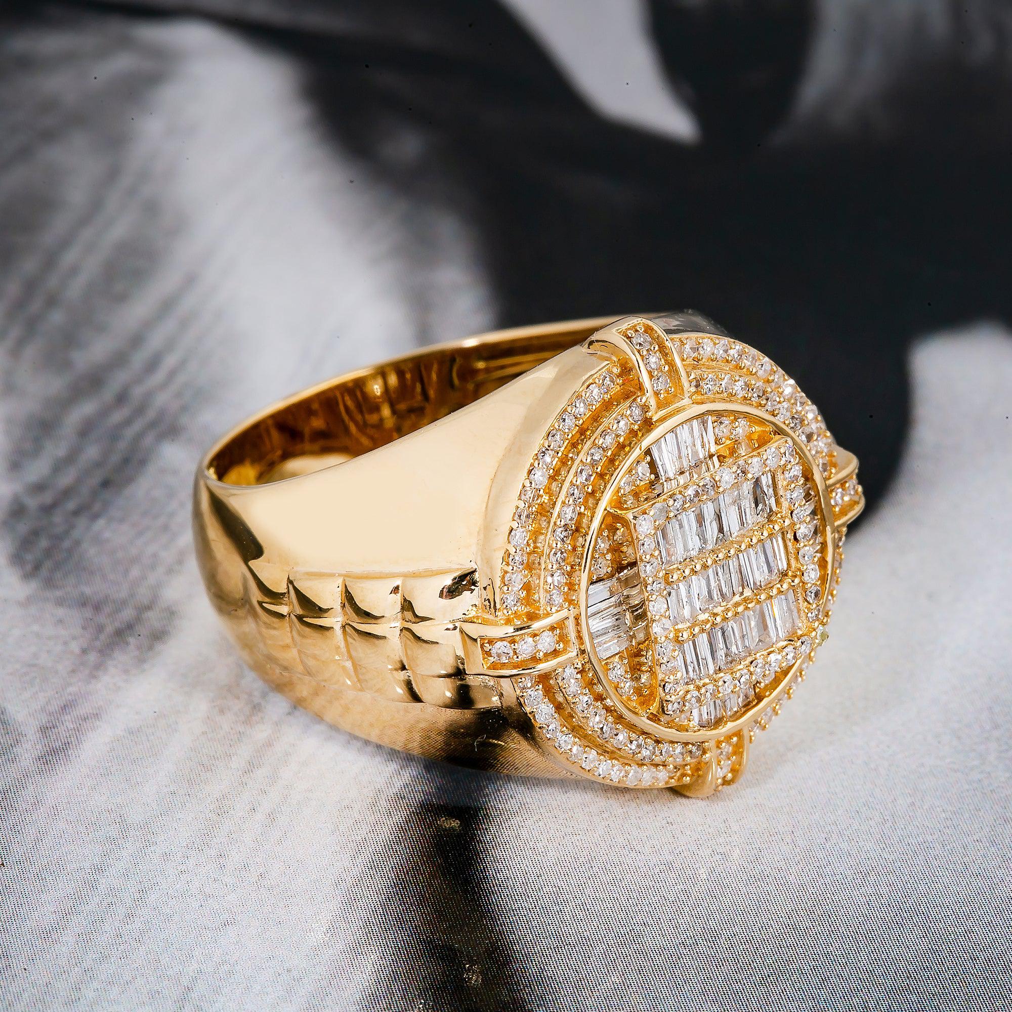 14K YELLOW GOLD MEN'S RING WITH 0.80 CT DIAMONDS