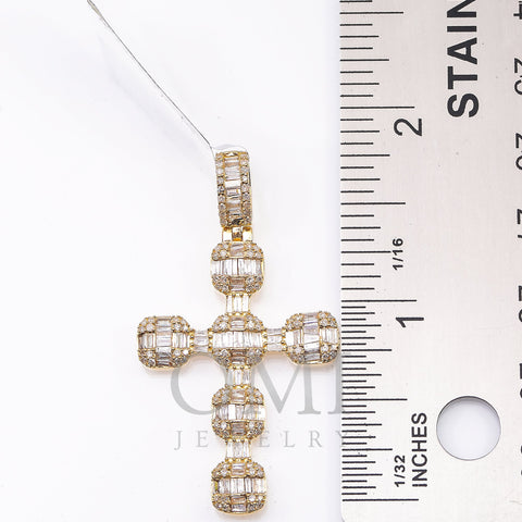 Unisex 14K Yellow Gold Cross Pendant with 1.24 CT Diamonds