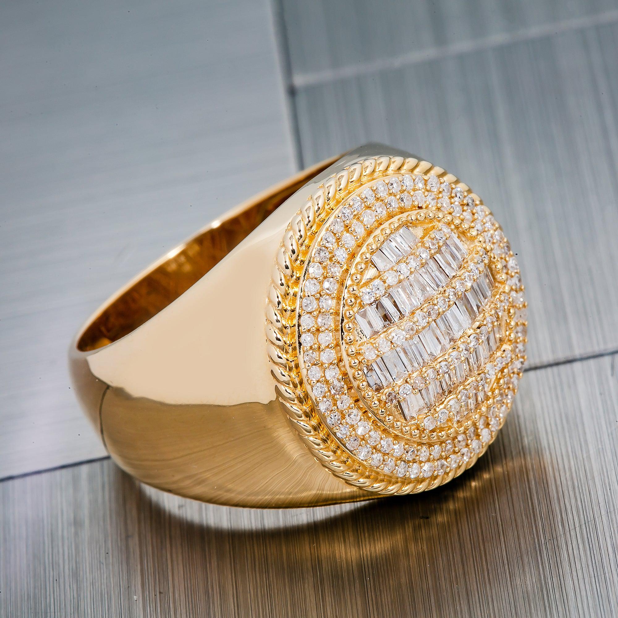 14K YELLOW GOLD MEN'S RING WITH 1.74 CT DIAMONDS