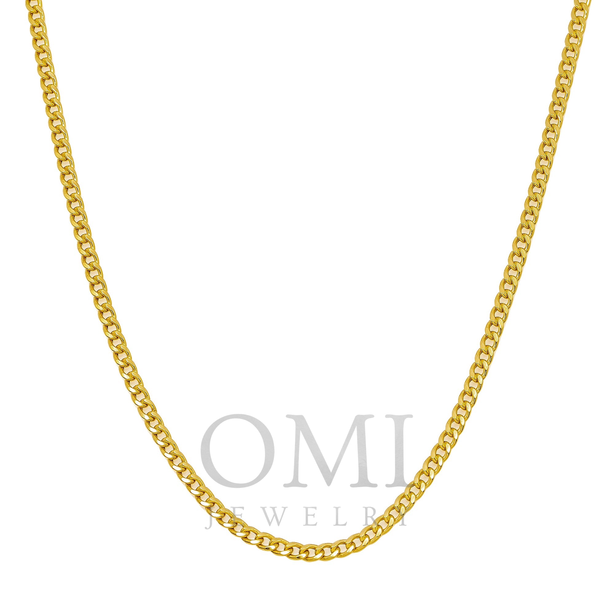 10k Yellow Gold 3mm Hollow Cuban Chain Available In Sizes 18