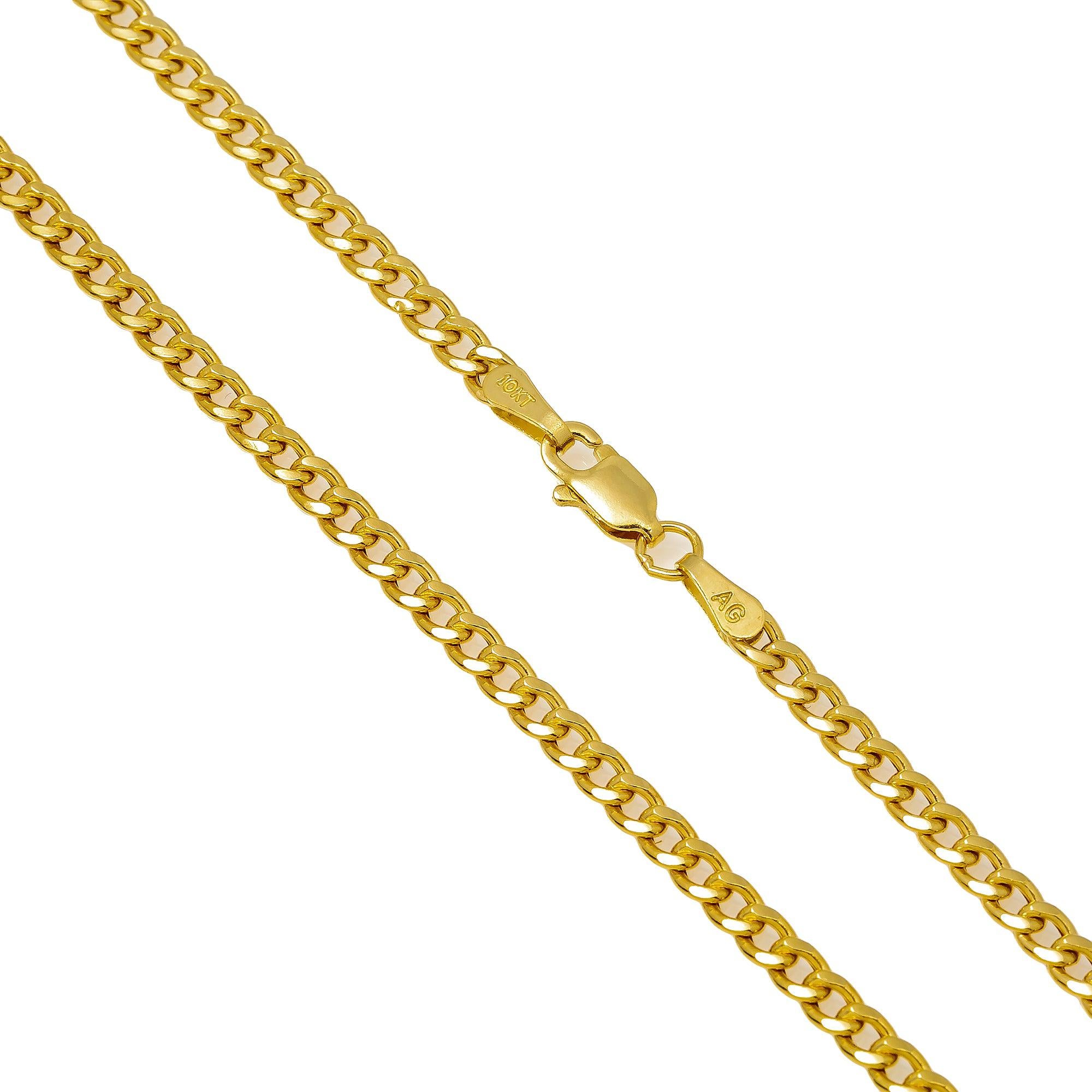 10k Yellow Gold 3mm Hollow Cuban Chain Available In Sizes 18"-26"