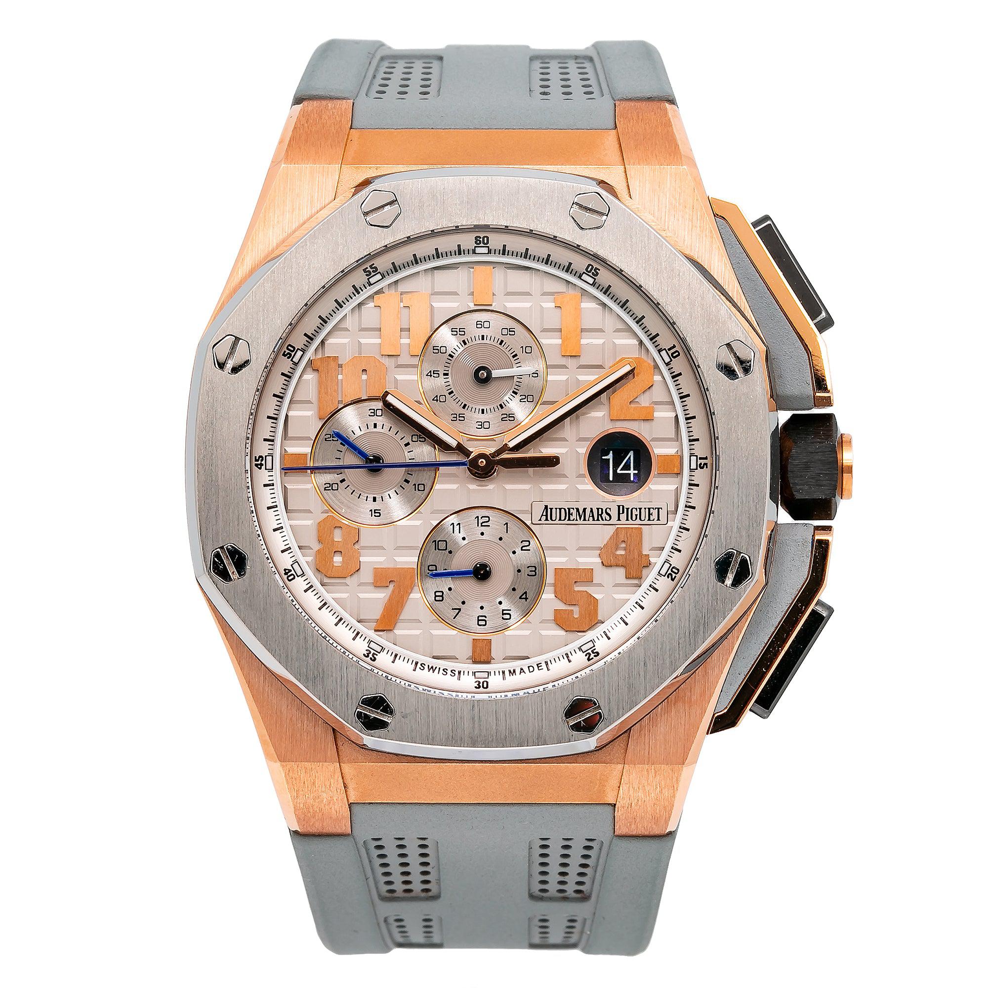 Audemars Piguet Royal Oak Offshore Chronograph 44MM 26210OI.OO.A109CR.01 Lebron James Silver Arabic Dial Stainless Steel Bezel Gray Rubber Band
