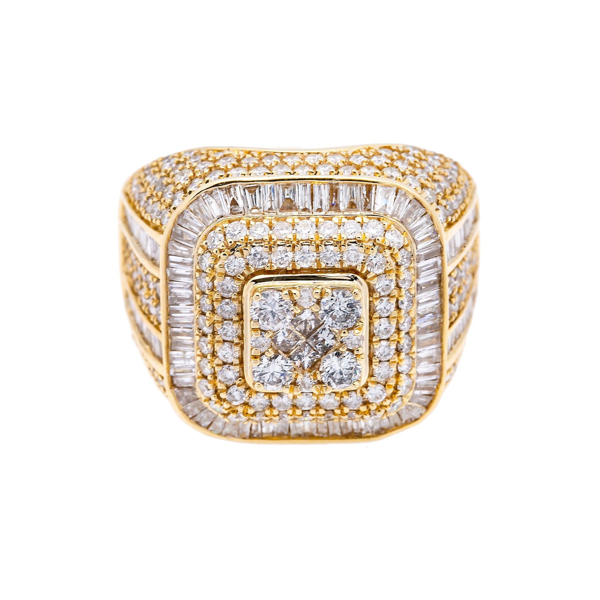 14K YELLOW GOLD MEN'S RING WITH 3.55 CT DIAMONDS