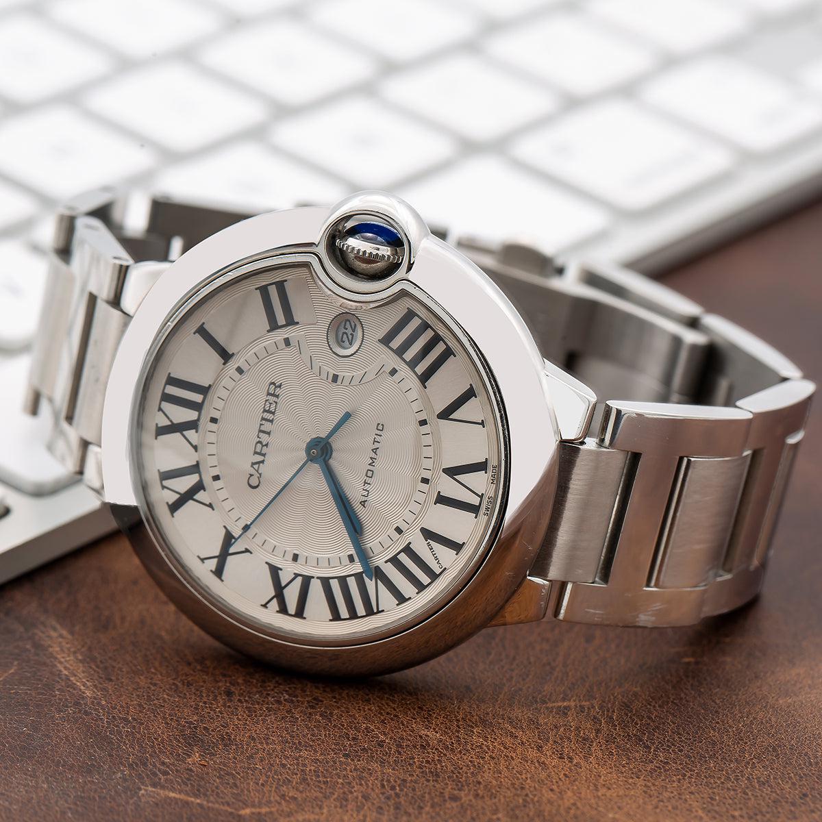 Cartier Ballon Bleu 42MM W69012Z4 Silver Roman Dial Stainless Steel Bracelet