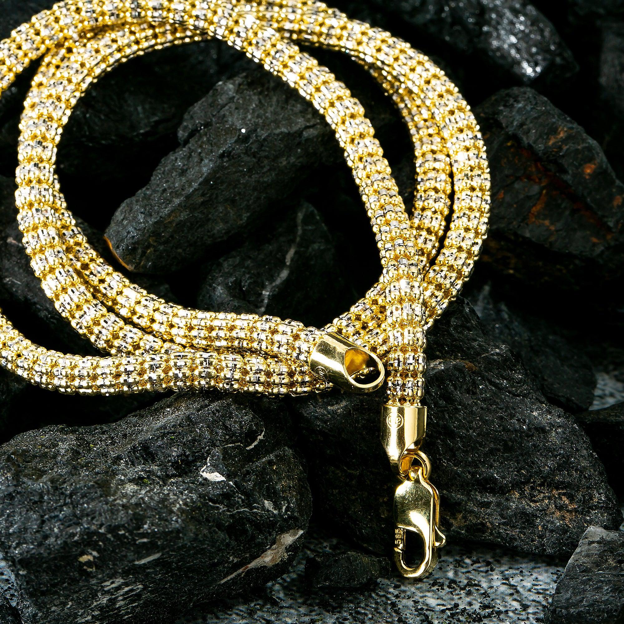 14k Yellow Gold 4.63mm Laser Chain Available In Sizes 18"-26"