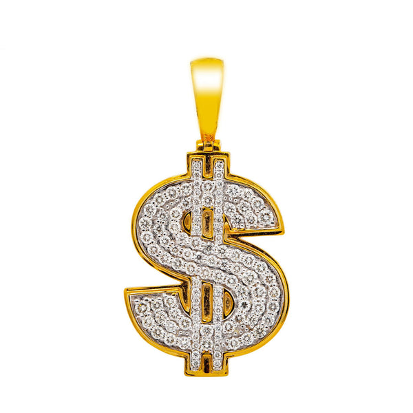 10K GOLD DIAMOND DOLLAR SIGN PENDANT 1.85 CT