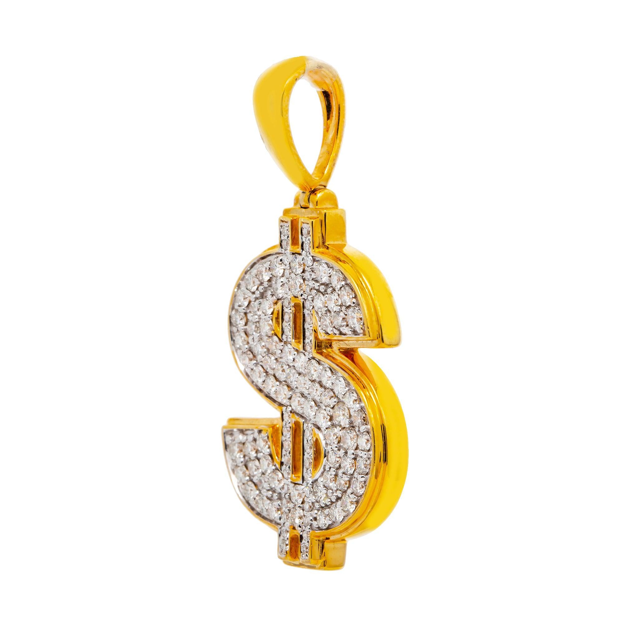 10K GOLD DIAMOND DOLLAR SIGN PENDANT 1.85 CT