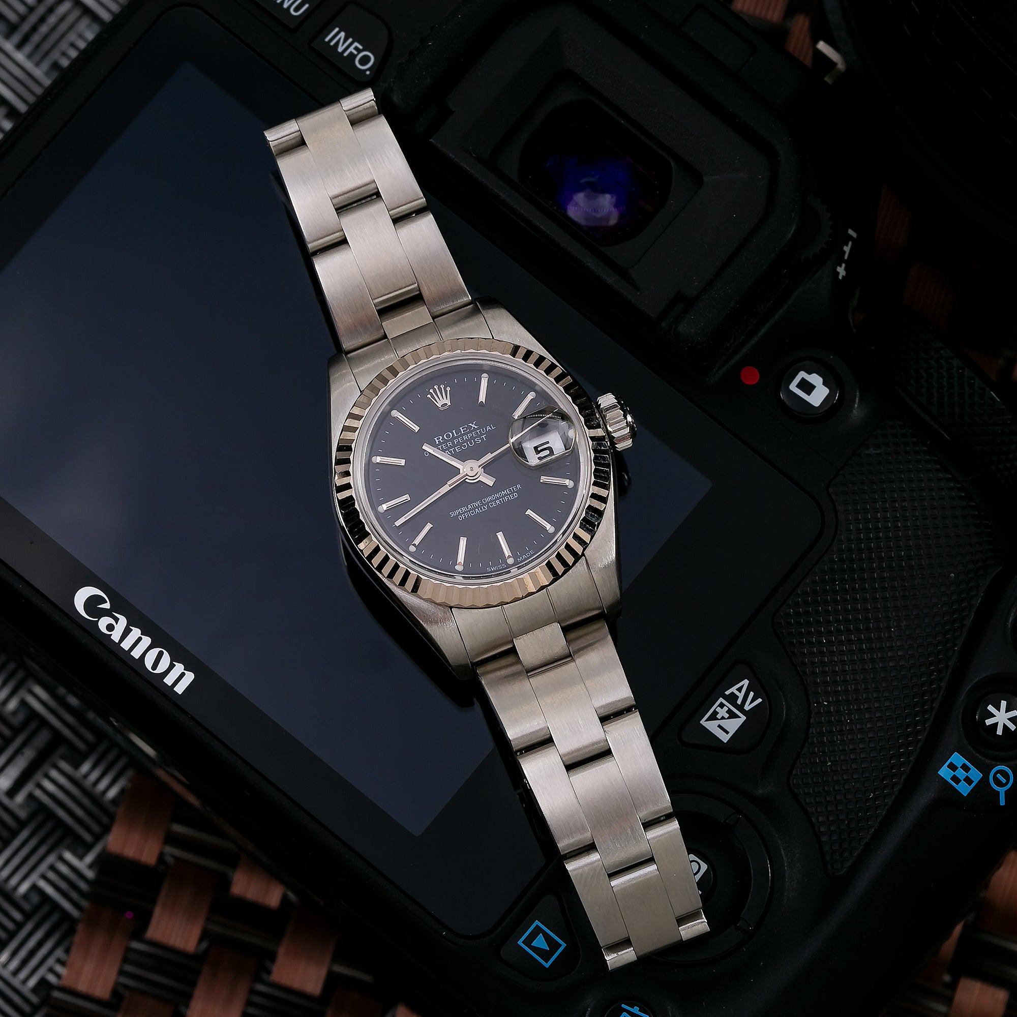 Rolex Datejust 26MM 79174 Black Dial Fluted Bezel Stainless Steel Oyster Bracelet