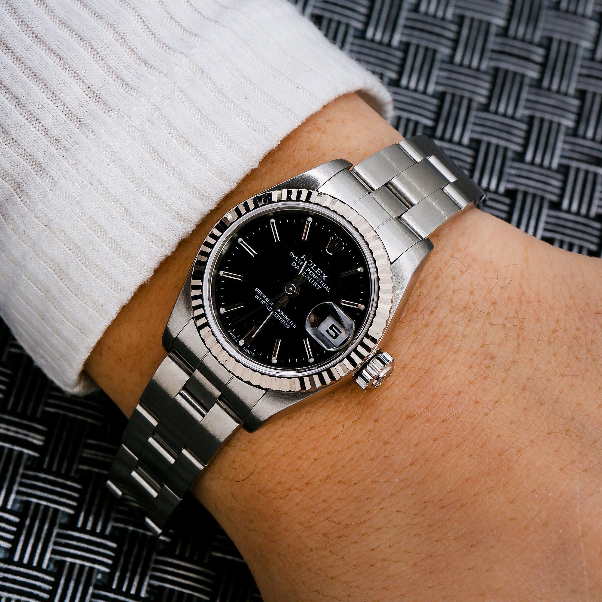 Rolex Datejust 26MM 79174 Black Dial Fluted Bezel Stainless Steel Oyster Bracelet