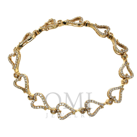 14K Yellow Gold Heart Fancy Bracelet With 3.09 CT Diamonds