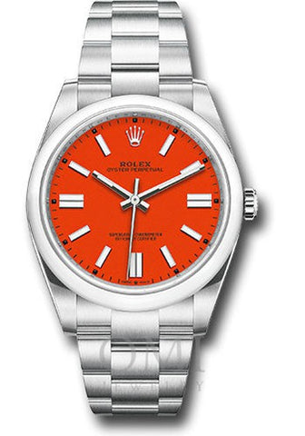 Oyster Perpetual 124300 Coral Red Dial With Bracelet - Jewelry