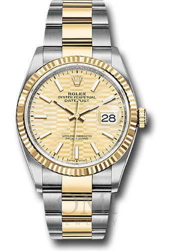 Rolex Datejust 126233 36MM Golden Fluted Motif Dial With Two Tone Oyster Bracelet