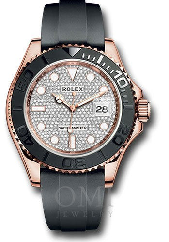 Rolex Yacht-Master 126655DP 40MM Diamond Paved Dial With Black Oysterflex Strap
