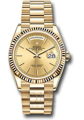 Rolex Day-Date 128238 36MM Champagne Dial With Yellow Gold President Bracelet