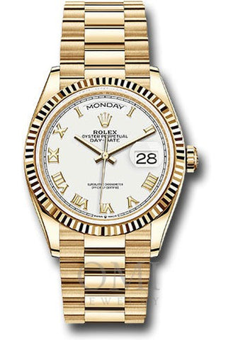 Rolex Day-Date 128238 36MM White Dial With Yellow Gold President Bracelet