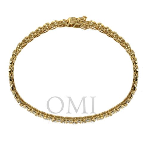 18K Yellow Gold 2 Row Bracelet With Round Cut Diamonds And 4.42CT