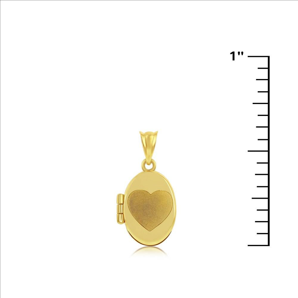 14K YELLOW GOLD MOM HEART OVAL SHAPED LOCKET PENDANT