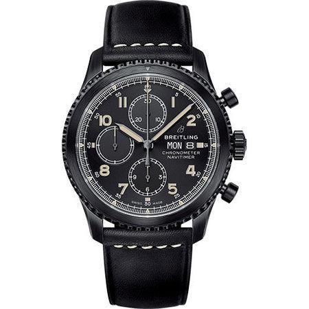 Breitling Navitimer 8 43MM M13314101B1X1 Black Arabic Dial Black Stainless Steel Bezel Black Leather Strap