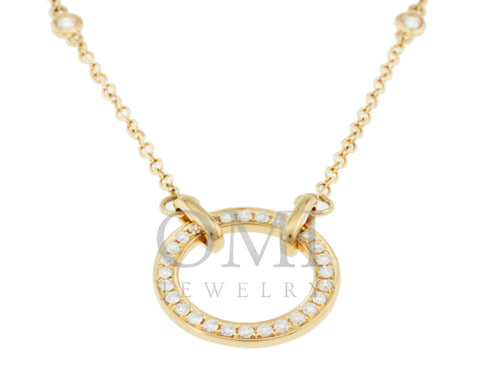 18K Yellow Gold Diamond by the Yard Chain with Diamond Circle of Life 0.38CT