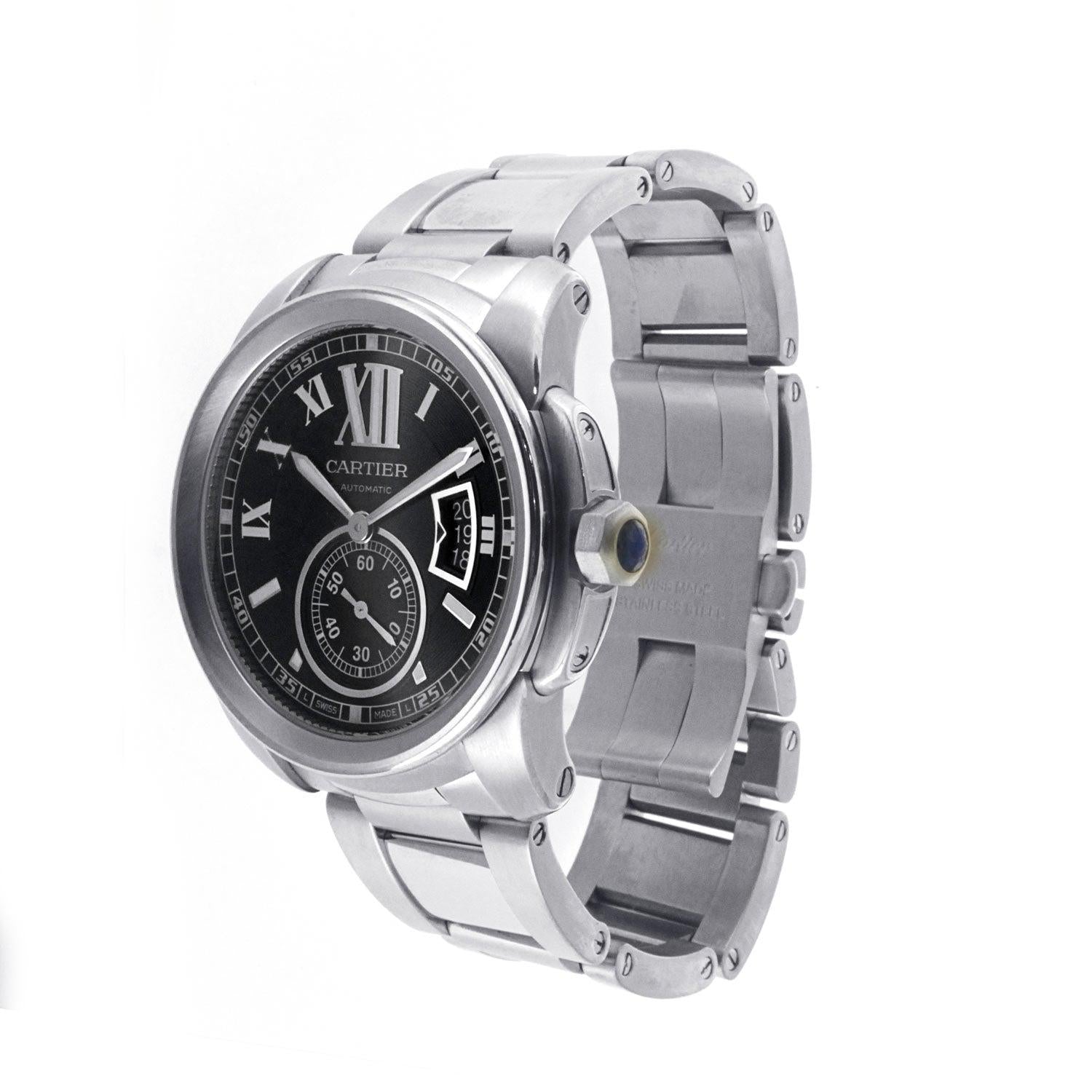 Cartier Calibre 42MM W7100016 Black Roman Dial Stainless Steel Bracelet