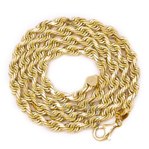 10K Yellow Gold 6.51mm Solid Rope Chain Available In Sizes 18