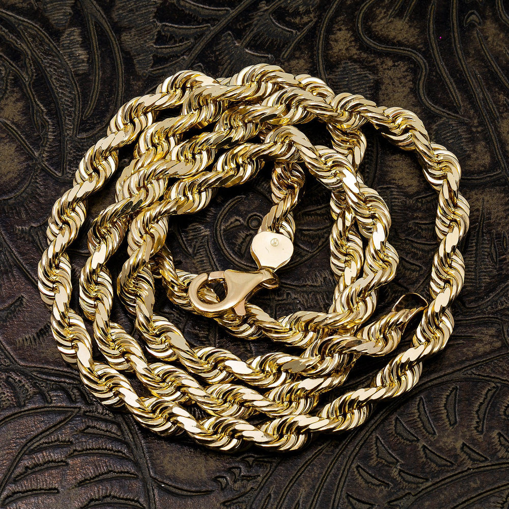 Solid Rope Chain Necklace 10K Yellow Gold 18