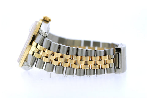 Rolex Datejust Diamond Watch, 36mm, Yellow Gold and Stainless Steel Bracelet Purple Dial w/ Diamond Lugs