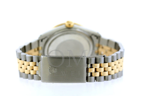 Rolex Datejust Diamond Watch, 36mm, Yellow Gold and Stainless Steel Bracelet Black Roman Dial w/ Diamond Bezel
