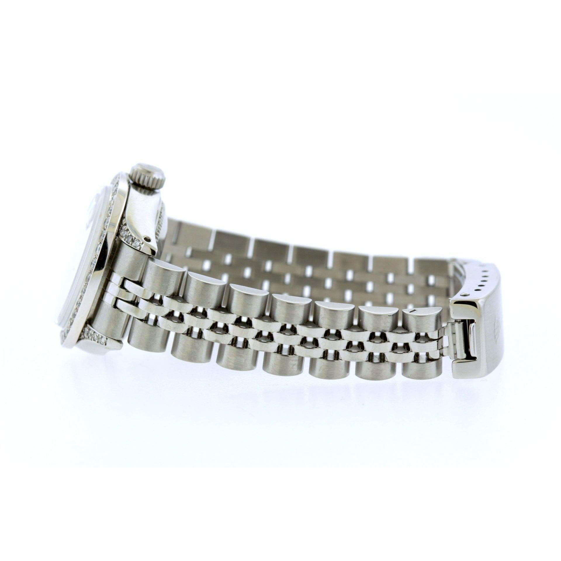 Rolex Datejust 26MM 6916 Pink Mother of Pearl Diamond Dial Diamond Bezel Stainless Steel Jubilee Bracelet 1.2ct
