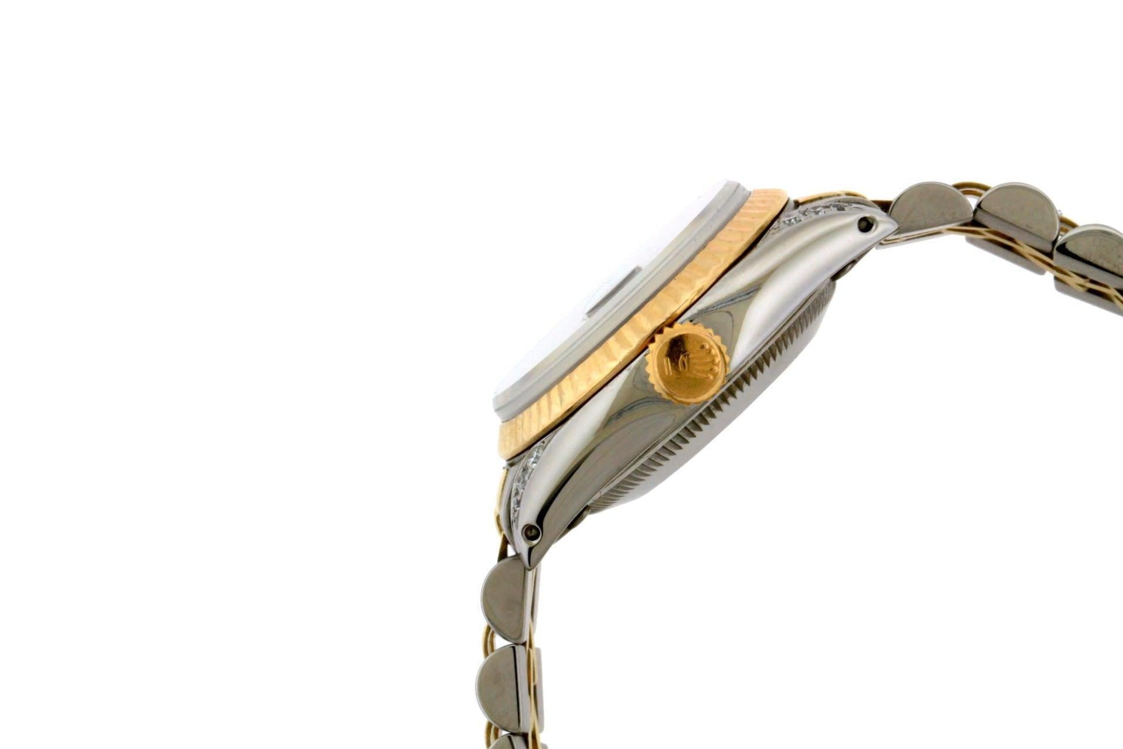 Rolex Datejust 26MM 6917 Silver Diamond Dial Fluted Bezel Two Tone Yellow Gold Jubilee Bracelet