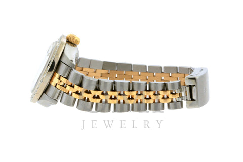 Rolex Datejust Diamond Watch, 26mm, Yellow Gold and Stainless Steel Bracelet Black Dial w/ Diamond Bezel