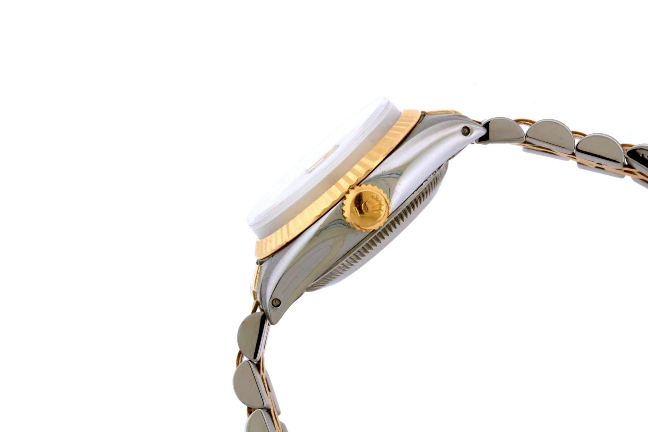 Rolex Datejust 26MM 6917 Red Diamond Dial Fluted Bezel Two Tone Yellow Gold Jubilee Bracelet