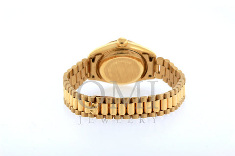 18k Yellow Gold Rolex Datejust Diamond Watch, 26mm, President Bracelet  Red Dial w/ Diamond Lugs
